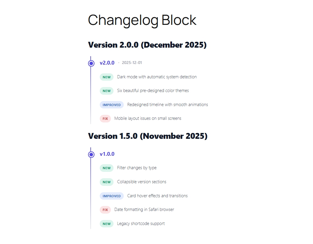 JE Changelog Block Screenshot